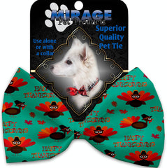 Happy Thanksgiving Pet Bow Tie Collar Accessory With Velcro