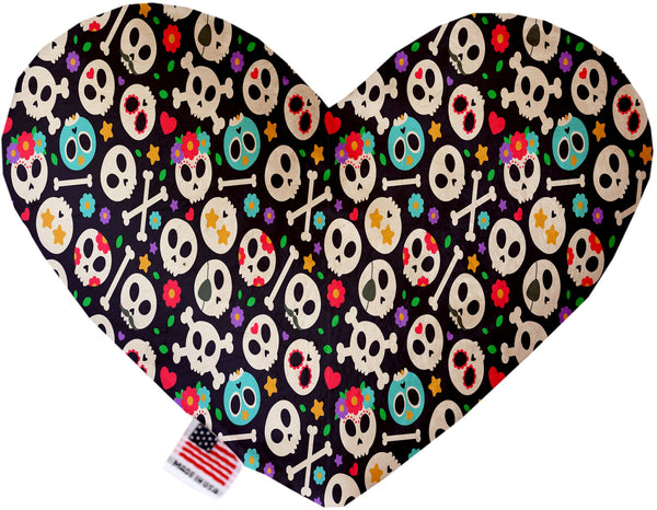 Dia De Los Muertos Skulls Inch Canvas Heart Dog Toy