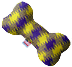 Purple And Yellow Plaid Inch Canvas Bone Dog Toy