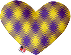 Purple And Yellow Plaid Inch Stuffing Free Heart Dog Toy