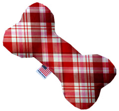 Valentines Day Plaid Inch Canvas Bone Dog Toy