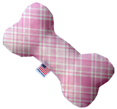 Cupid Pink Plaid Inch Canvas Bone Dog Toy