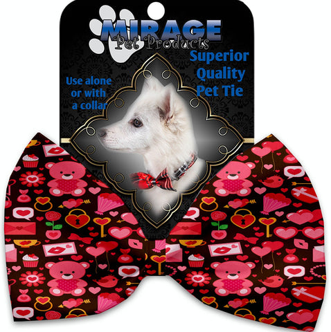 Valentines Day Bears Pet Bow Tie Collar Accessory With Velcro