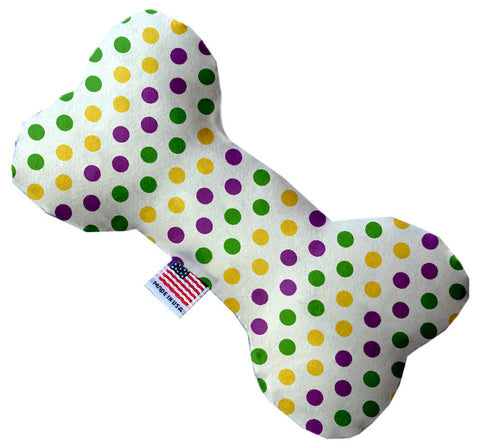 Mardi Gras Polka Dots Inch Canvas Bone Dog Toy