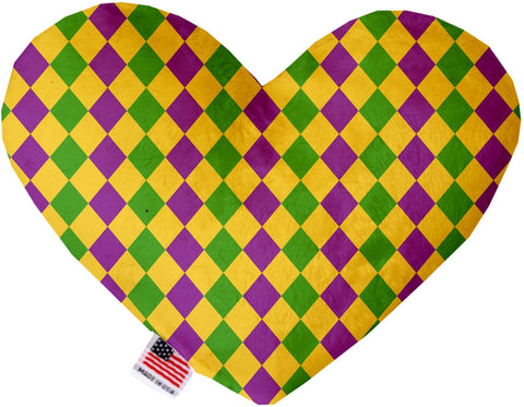 Mardi Gras Diamonds Inch Canvas Heart Dog Toy