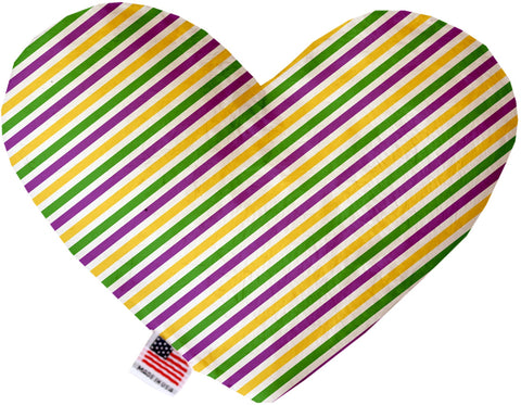 Mardi Gras Stripes Inch Canvas Heart Dog Toy