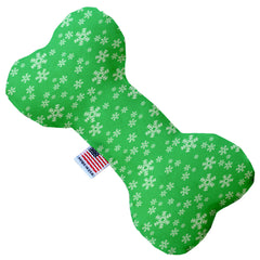 Green And White Snowflakes Stuffing Free Inch Bone Dog Toy