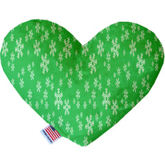 Green And White Snowflakes Stuffing Free Inch Heart Dog Toy