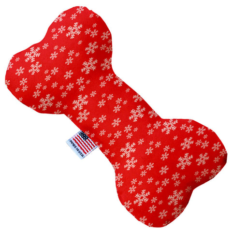 Red And White Snowflakes Stuffing Free Inch Bone Dog Toy