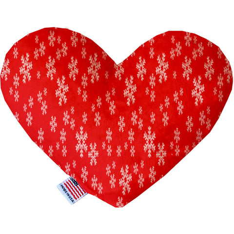 Red And White Snowflakes Stuffing Free Inch Heart Dog Toy