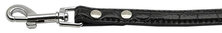 18mm Two Tier Faux Croc Collar Black Leash