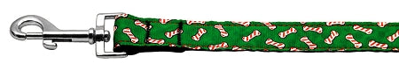 Candy Cane Bones Nylon Dog Leash 5/8 Inch Wide Long