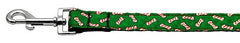 Candy Cane Bones Nylon Dog Leash 5/8 Inch Wide Long