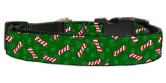 Candy Cane Bones Nylon Dog Collar