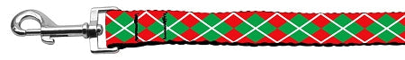 Christmas Argyle Nylon Dog Leash 5/8 Inch Wide Long