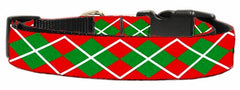 Christmas Argyle Nylon Dog Collar