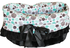 Aqua Party Dots Reversible Snuggle Bugs Pet Bed, Bag, And Car Seat All-in-one