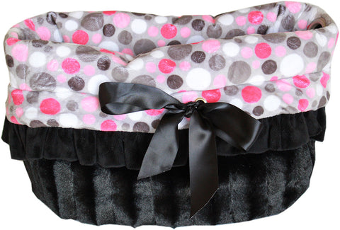 Pink Party Dots Reversible Snuggle Bugs Pet Bed, Bag, And Car Seat All-in-one