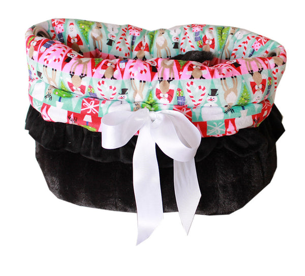 Christmas Medley Reversible Snuggle Bugs Pet Bed, Bag, And Car Seat All-in-one