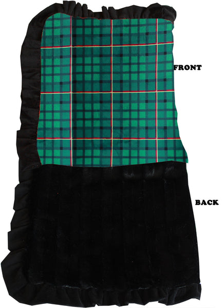 Luxurious Plush Pet Blanket Green Plaid Size