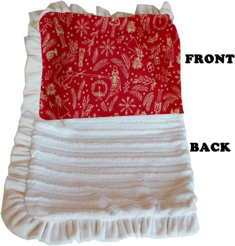 Luxurious Plush Pet Blanket Red Holiday Whimsy Size