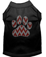 Candy Cane Chevron Paw Rhinestone Dog Shirt