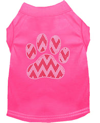 Candy Cane Chevron Paw Rhinestone Dog Shirt