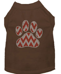 Candy Cane Chevron Paw Rhinestone Dog Shirt