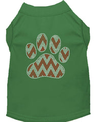 Candy Cane Chevron Paw Rhinestone Dog Shirt