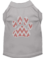 Candy Cane Chevron Paw Rhinestone Dog Shirt