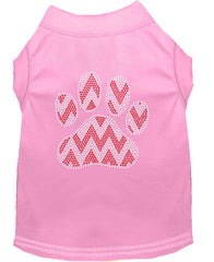 Candy Cane Chevron Paw Rhinestone Dog Shirt