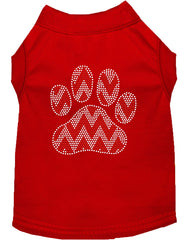 Candy Cane Chevron Paw Rhinestone Dog Shirt