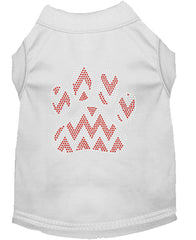 Candy Cane Chevron Paw Rhinestone Dog Shirt