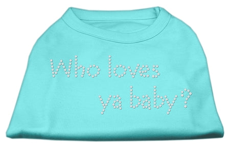 Who Loves Ya Baby? Rhinestone Shirts Aqua