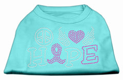 Peace Love Hope Breast Cancer Rhinestone Pet Shirt