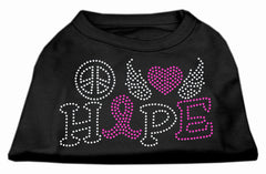 Peace Love Hope Breast Cancer Rhinestone Pet Shirt