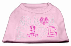 Peace Love Hope Breast Cancer Rhinestone Pet Shirt