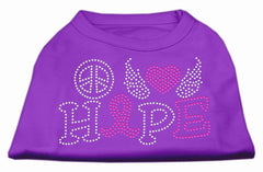 Peace Love Hope Breast Cancer Rhinestone Pet Shirt