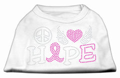 Peace Love Hope Breast Cancer Rhinestone Pet Shirt