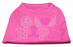 Peace Love Hope Breast Cancer Rhinestone Pet Shirt