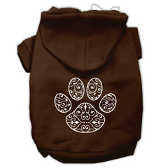 Henna Paw Screen Print Pet Hoodies Size