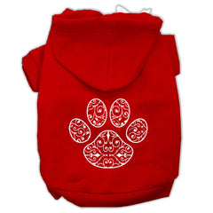 Henna Paw Screen Print Pet Hoodies Size