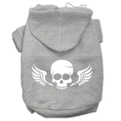 Skull Wings Screen Print Pet Hoodies Size