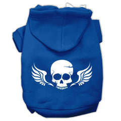 Skull Wings Screen Print Pet Hoodies Size