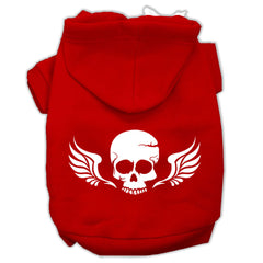 Skull Wings Screen Print Pet Hoodies Size