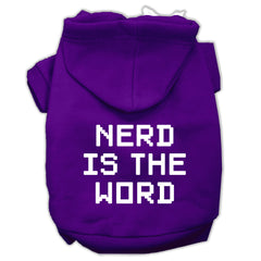 Nerd Is The Word Screen Print Pet Hoodies Size