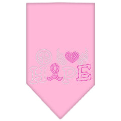 Peace Love Hope Breast Cancer Rhinestone Pet Bandana Size