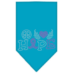 Peace Love Hope Breast Cancer Rhinestone Pet Bandana Size