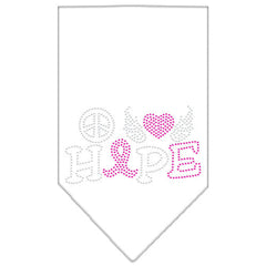 Peace Love Hope Breast Cancer Rhinestone Pet Bandana Size