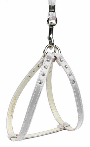 Step-in Harness White W/ Clear Stones